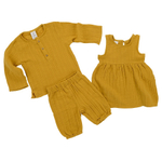 Шорты из хлопкового муслина горчичного цвета из коллекции essential 18-24m