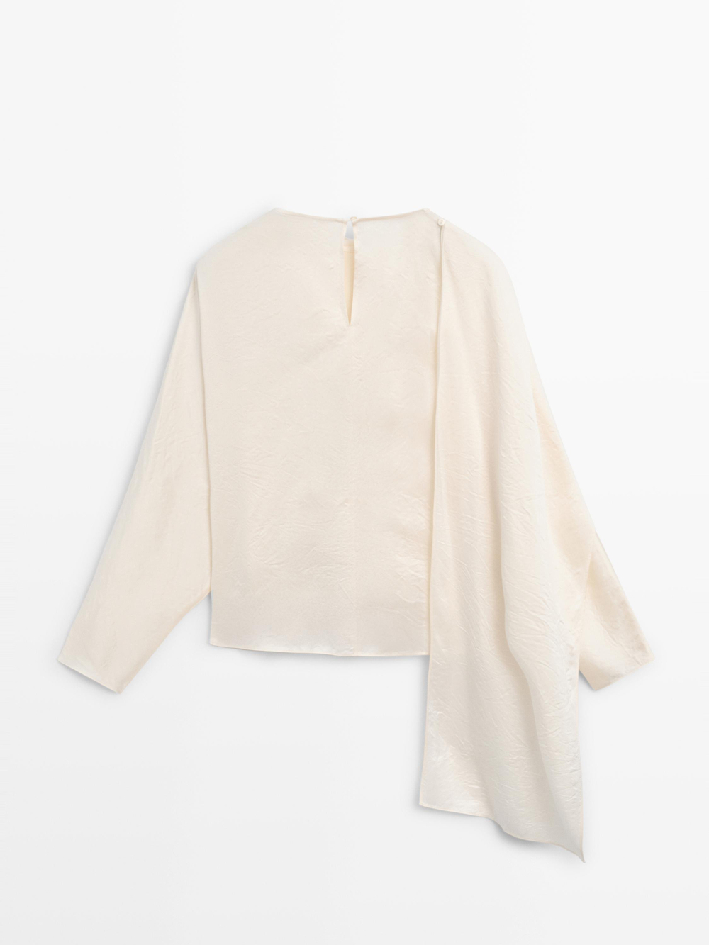 Massimo Dutti Блузка с драпировкой, натуральный/кремовый