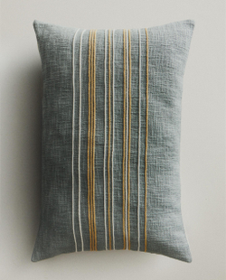 Zara Home наволочка декоративная из хлопка, бирюзовый, в полоску, 40x60 см