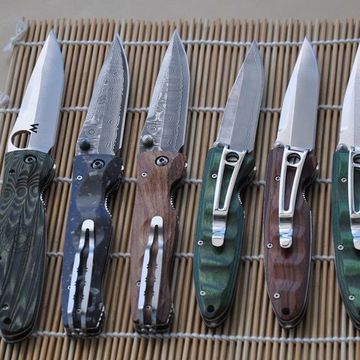 Складной нож Mcusta Damascus Elit Tactility MC-0123D c клинком из стали VG-10 San Mai (Laminated Stainlesss Damascus) рукоять Corian