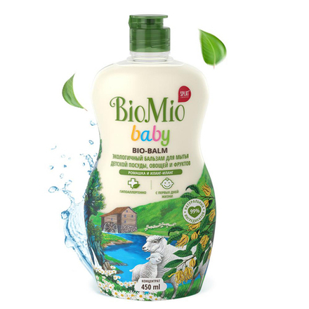 Средство для мытья детской посуды BioMio Baby Bio-Balm, ромашка и иланг-иланг, 450 мл