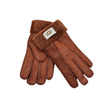 Женские Меховые Перчатки Ugg Красные Кожаные (03)