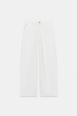 ZARA ДЖИНСЫ ZW COLLECTION LOOSE BARREL СО СРЕДНЕЙ ПОСАДКОЙ, БЕЛЫЙ