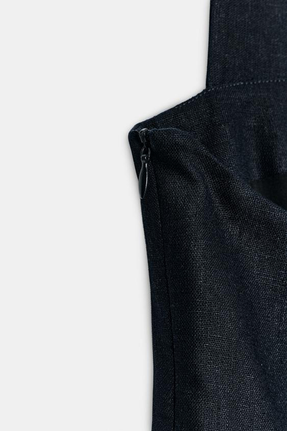 ZARA КОРОТКОЕ ПЛАТЬЕ С ЛЬНОМ, МОРСКОЙ СИНИЙ