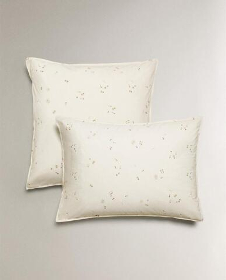 ZARA HOME ДЕТСКАЯ НАВОЛОЧКА С ПРИНТОМ, ЖЕЛТОВАТО-БЕЛЫЙ