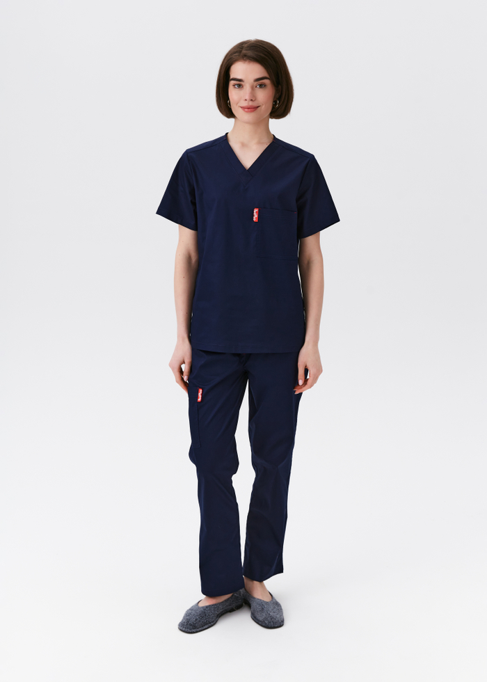 Брюки медицинские унисекс Ред Бейс, нэви хлопок