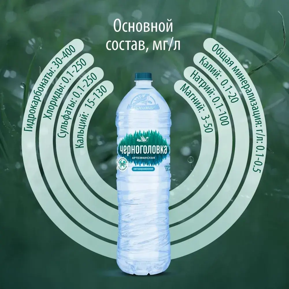 Вода негазированная Черноголовка артезианская, 6 шт х 1,5 л