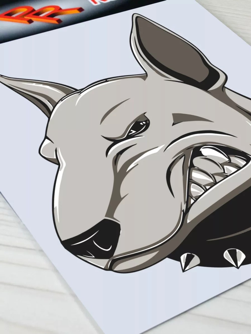 Наклейка - Бультерьер в ошейнике