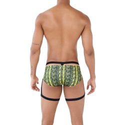 Мужские трусы брифы зеленые со змеиным принтом с поясом Pikante NEON BRIEF 051010