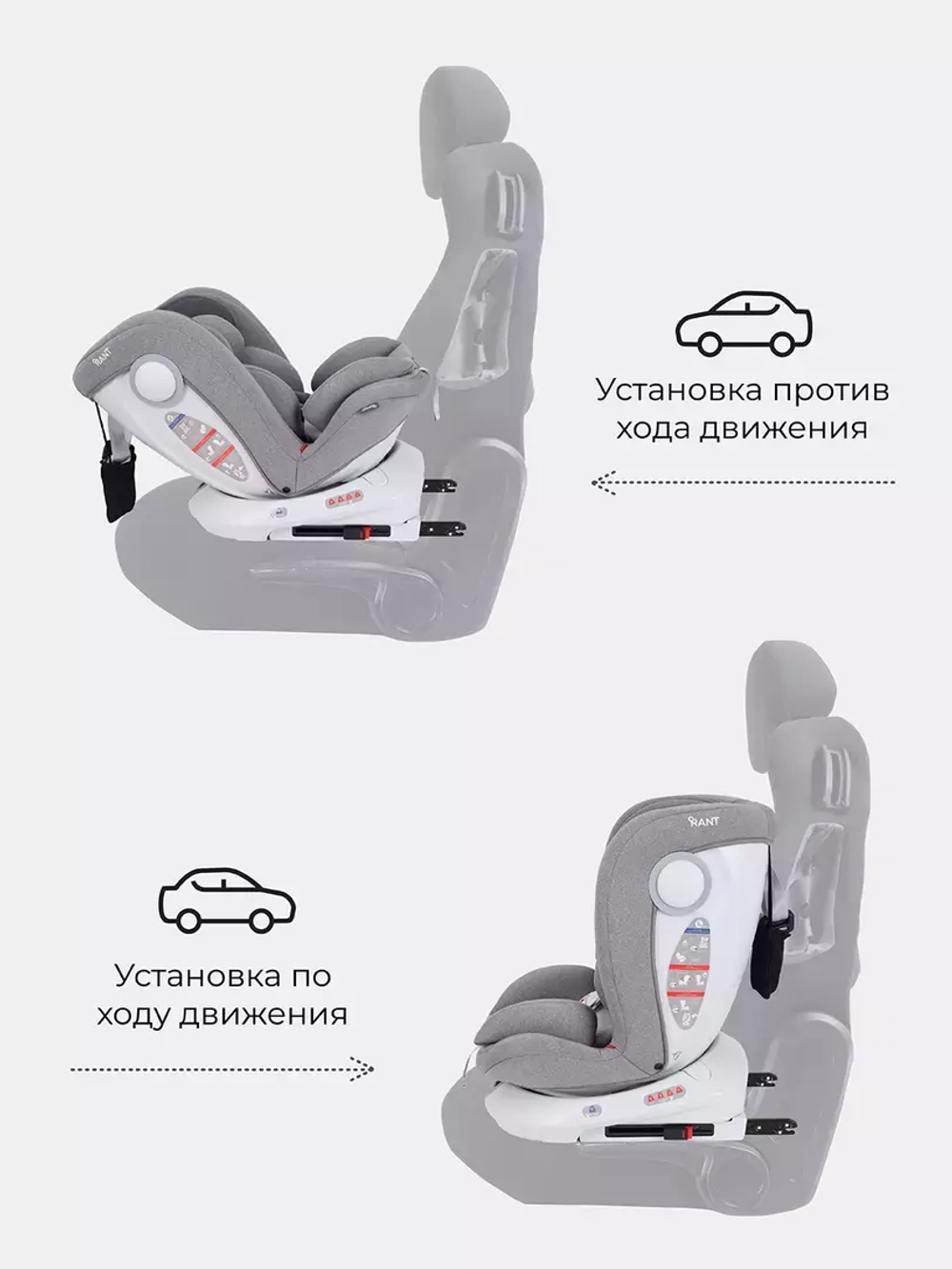 Автокресло Rant Drive Active Line 0/1/2/3 (0-36кг) Grey/Серый isofix