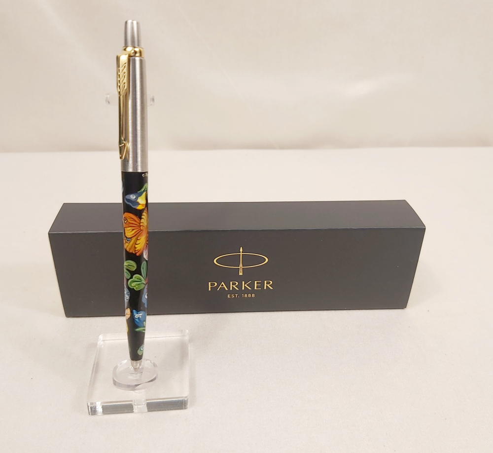 Ручка "Анютины глазки" с ручной росписью Палех