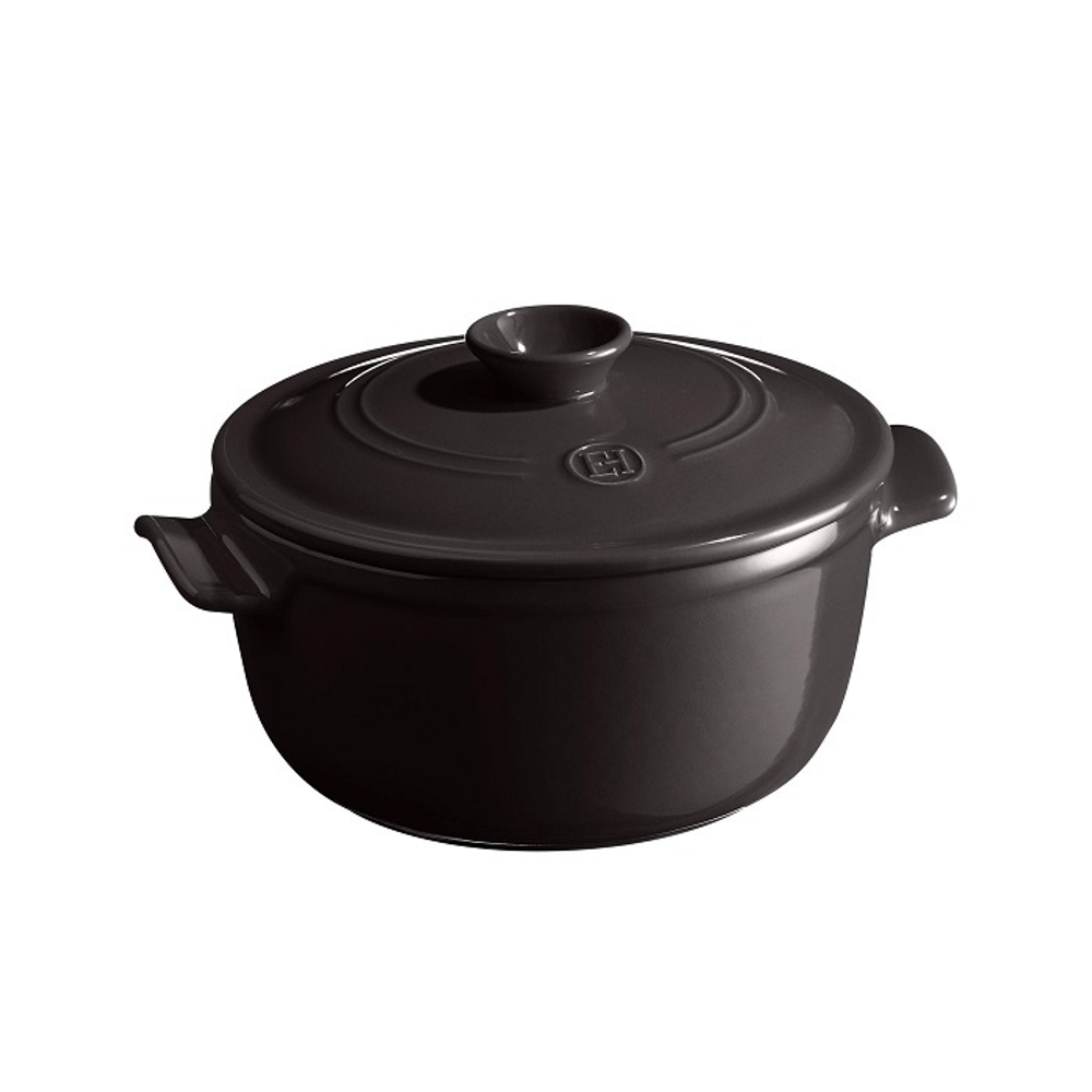 Кастрюля 2,5 л. керам. d=22,0 см. h=15,5 см. с крышкой черная Emile Henry /1/ ВДОХНОВЕНИЕ