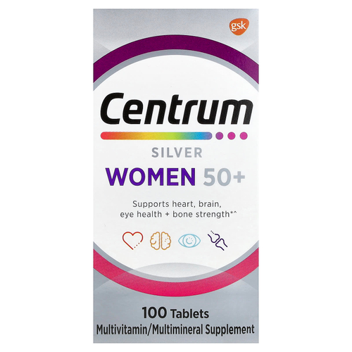 Centrum, Silver Women 50+, мультивитамины для женщин старше 50 лет, 100 таблеток