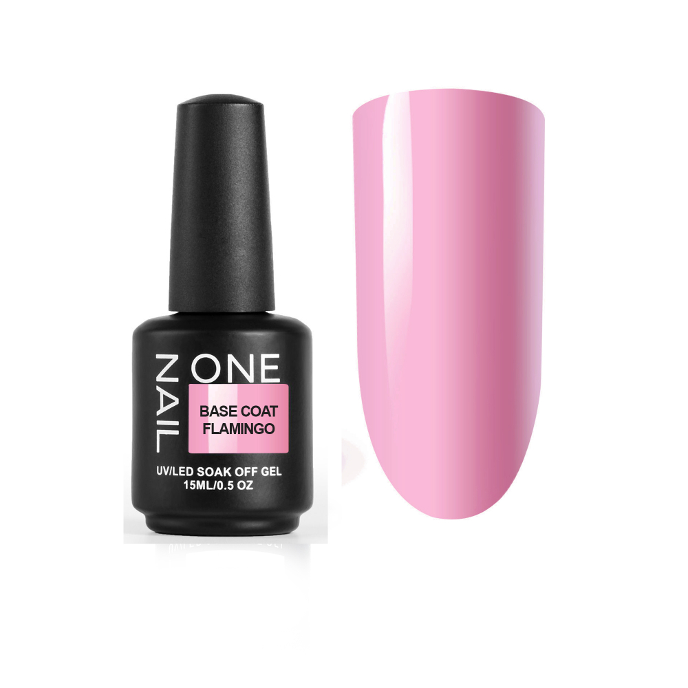 OneNail Base Coat Flamingo - База каучуковая для гель-лака, 15мл