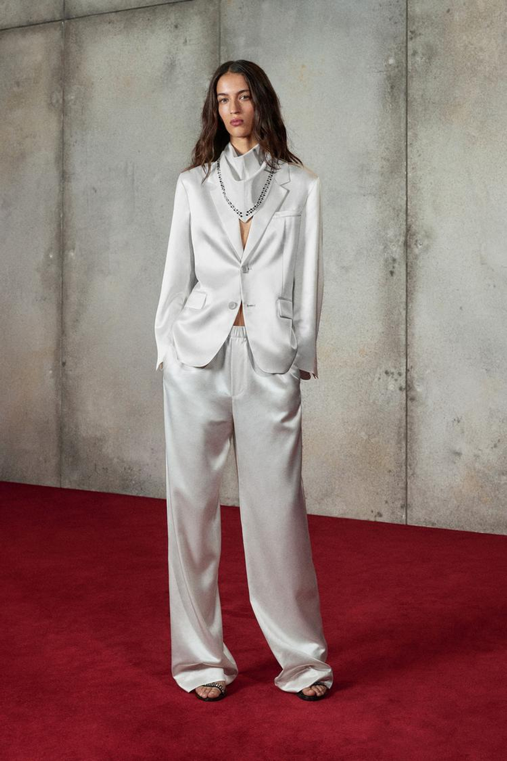 ZARA Х LUDOVIC DE SAINT SERNIN БЛЕЙЗЕР ИЗ САТИНА, ЭКРЮ