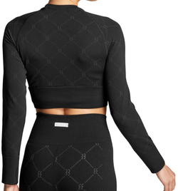 Женская теннисная футболка (dł. Рукава) Björn Borg Stockholm Seamless Crop Top W - black beauty