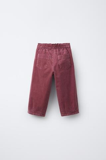 ZARA БРЮКИ BAGGY ИЗ ТОНКОГО ВЕЛЬВЕТА С ПОДКЛАДКОЙ, РОЗОВЫЙ