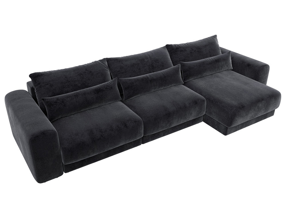 Диван угловой Лига-056 НПБ Лонг угол универсальный ВЕЛЮР TOWER 11 темно-серый