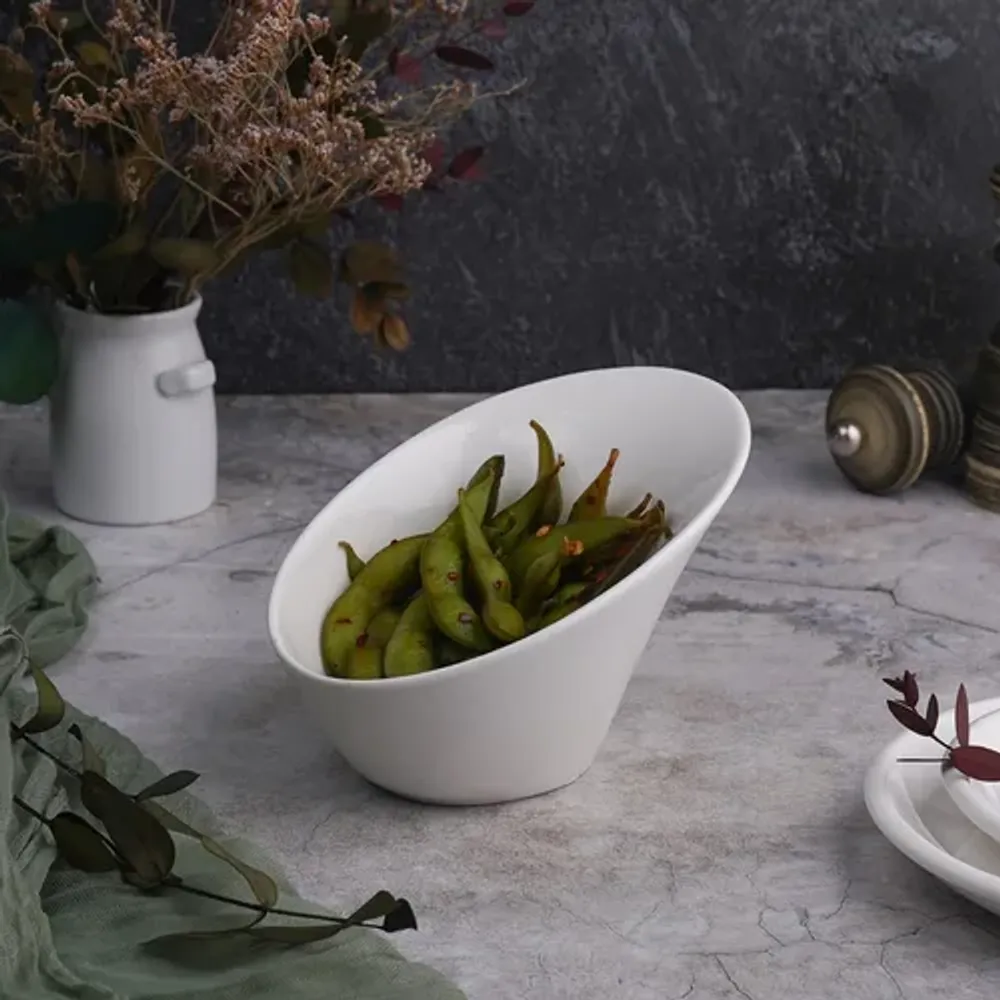 Салатник 175 мл 16,3*11 см h9,5/4,5 см скошенный белый фарфор NEW P.L. Proff Cuisine [6]