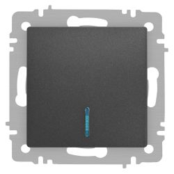 Выключатель Intro Accent 6-102-07 с подсветкой, 10А-250В, IP20, СУ, AL/CU, графит