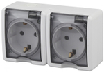 Розетка 2-местная накладная IP54, шторки, 16A-250В, белый Эксперт ЭРА