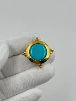 Накладка на пуговицу с голубой вставкой