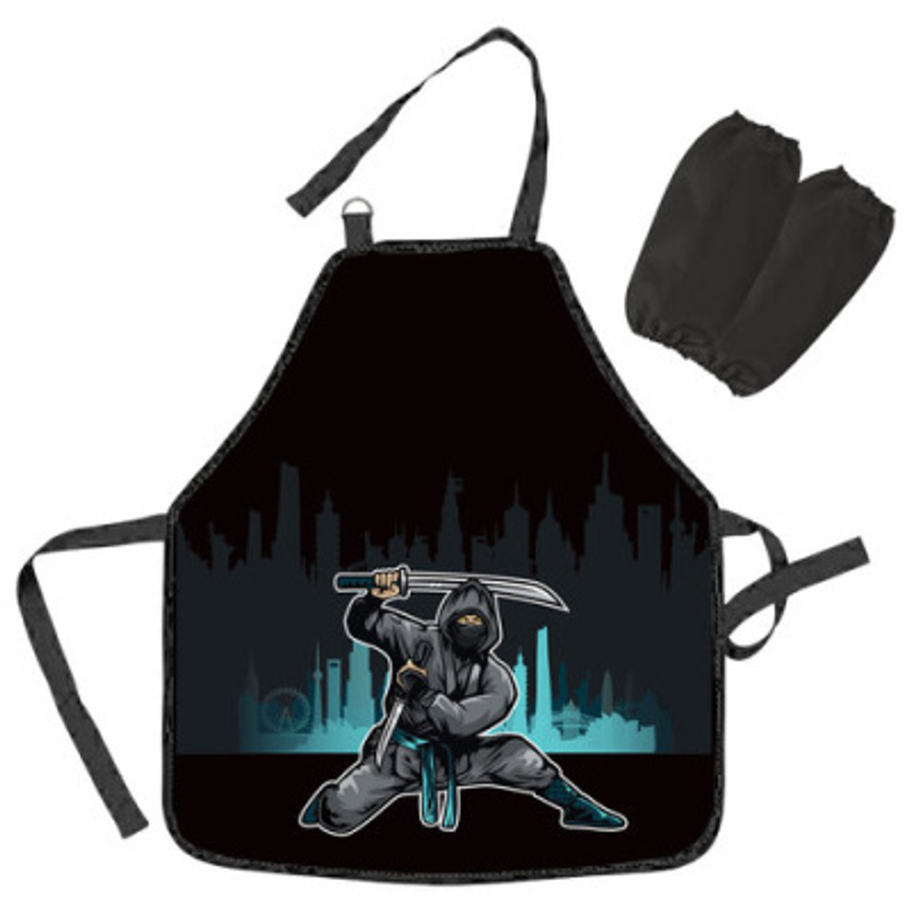 Накидка фартук с нарукавниками для труда ЮНЛАНДИЯ, 46х54 см, Black Ninja, 271650