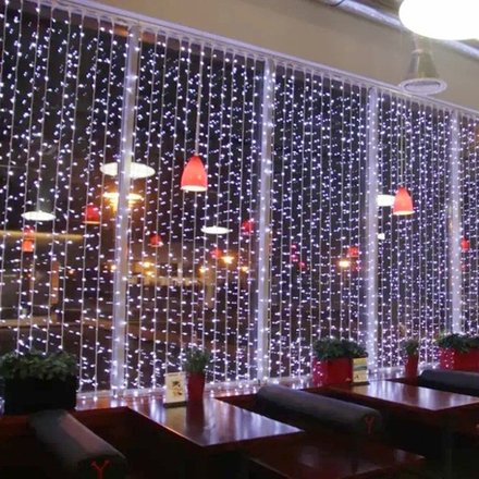 Уличная Гирлянда-штора «Занавес» белый