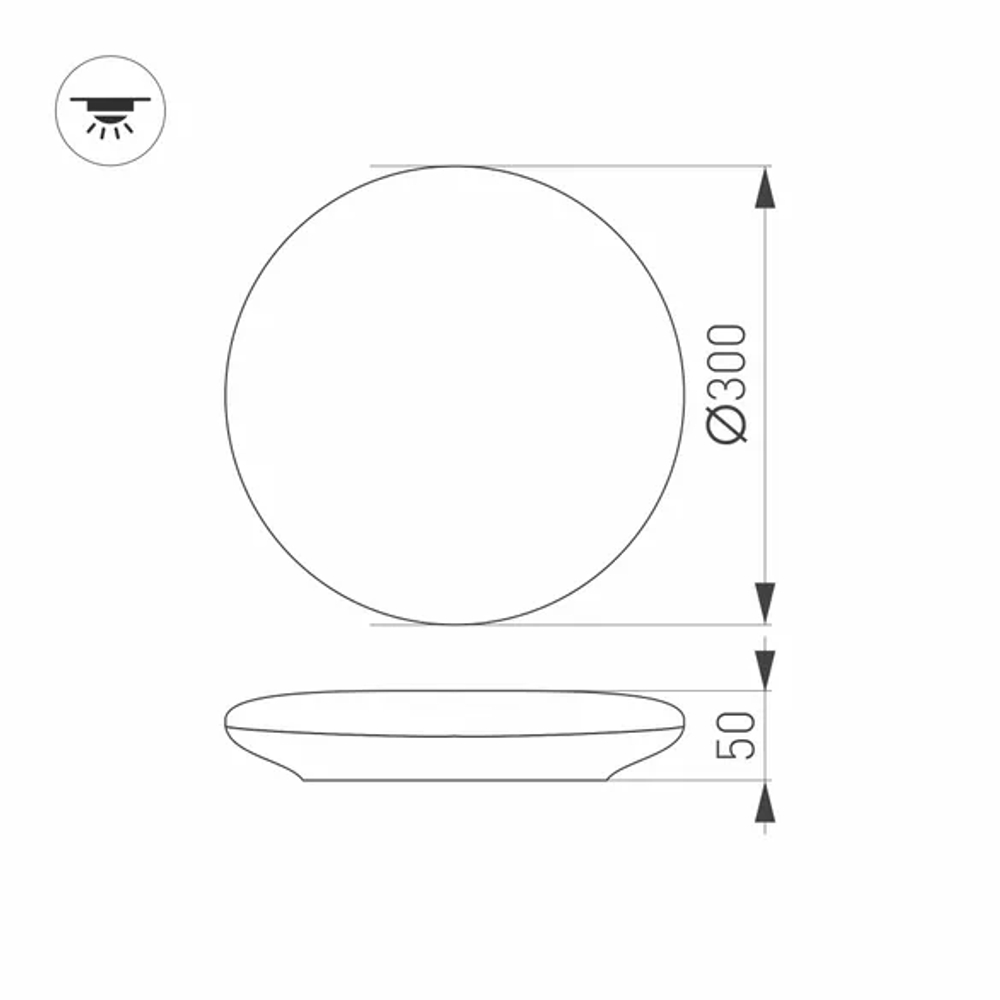 Светильник CL-FRISBEE-MOTION-R300-18W Day4000 (WH, 180 deg, 230V) (Arlight, IP54 Пластик, 3 года) 030104