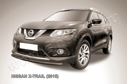 Защита переднего бампера (нержавейка) Nissan X-Trail (2013-2023) d57 короткая (черный)