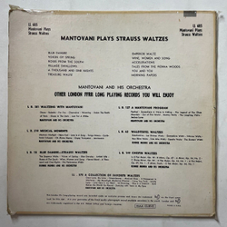 Винтажная виниловая пластинка LP Strauss Штраус Вальсы Mantovani And His Orchestr Waltzes (USA 1952)