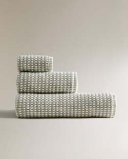 Zara Home - Хлопковое банное полотенце со структурой, зеленый, 50х90 см