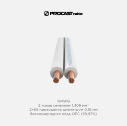 PROCAST cable SWH 16.OFC.1,306 Инсталляционный белый акустический кабель 2х1,306mm²