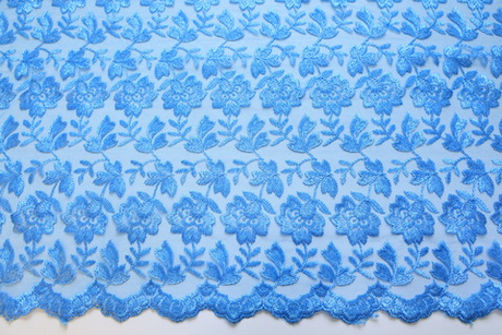 Вышивка на сетке голубая