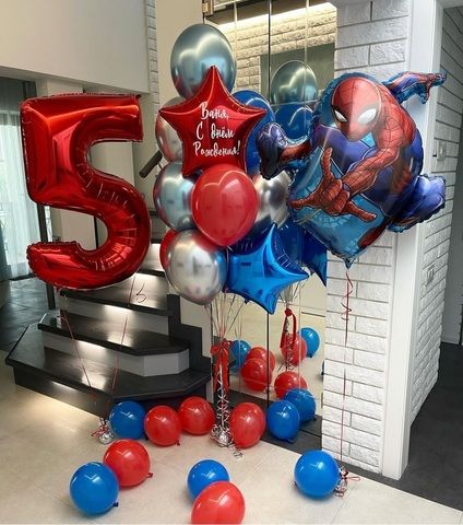 Шары Человек Паук композиция 5 лет