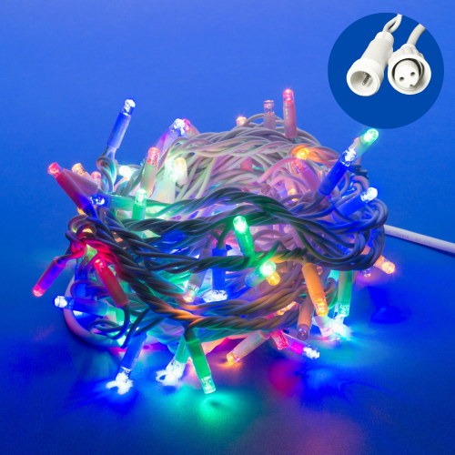 ULD-S1000-120/SWK MULTI IP67 Гирлянда светодиодная со статическим свечением, 10м. Соединяемая.120 светодиодов. Разноцветный свет. Провод белый. ТМ Uni