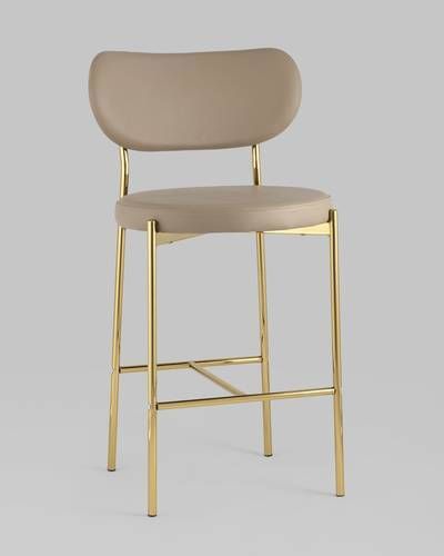 Стул полубарный Барбара экокожа бежевая золотые ножки