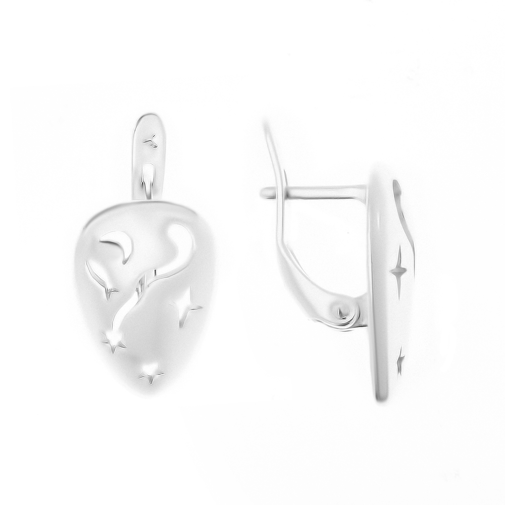 "Звездочет1" серьги в серебряном покрытии из коллекции "Звездочет" от Jenavi с английским замком