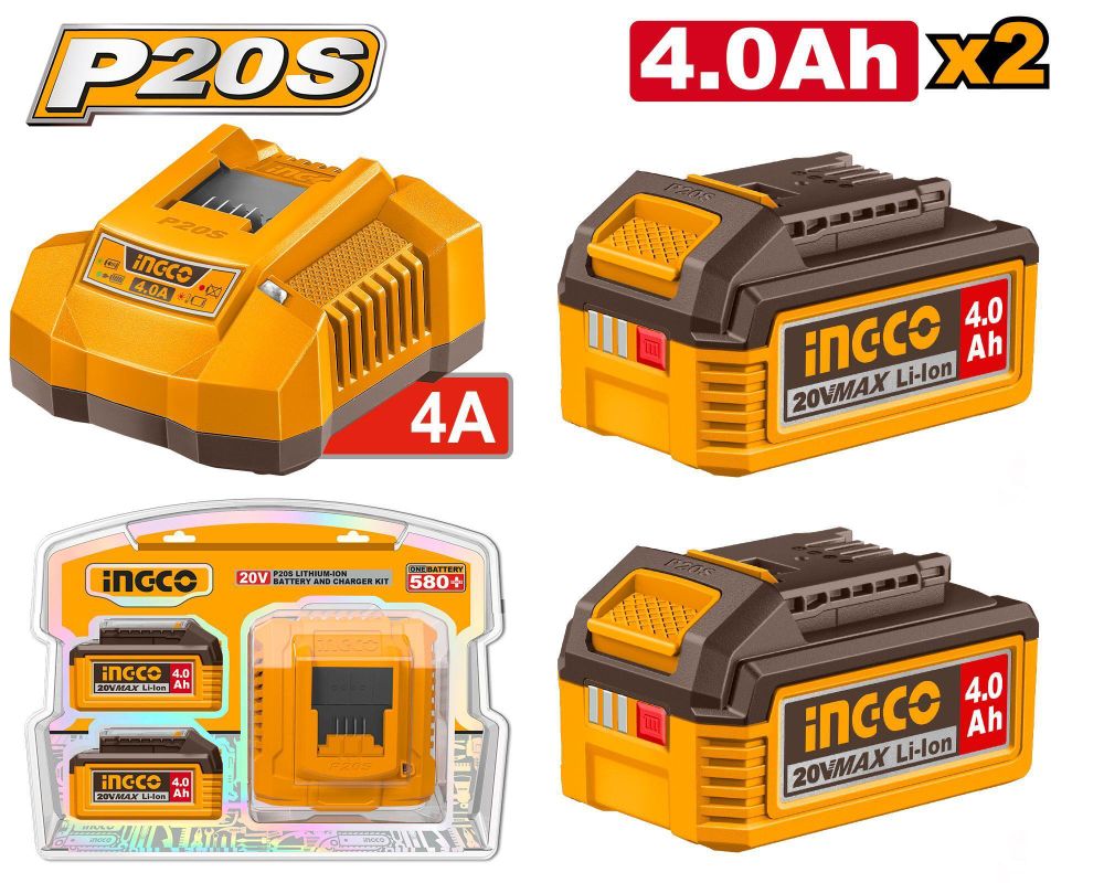 Набор аккумуляторов и зарядное устройство INGCO FBCPK2013 INDUSTRIAL 2x4 Ач