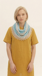 Ажурный летний палантин МА12040-24/02 небесный/экрю