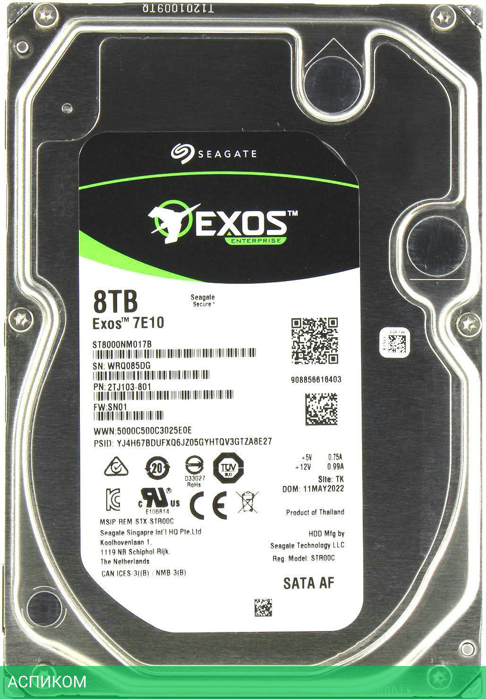Жесткий диск Seagate Exos 7E10 8TB (ST8000NM017B)
