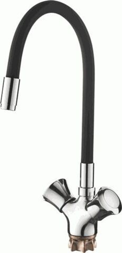 смеситель кухня LEDEME , гибкий шланг, крест, черный , L4022-2