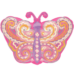 Шар Фольгированный Бабочка Узор пейсли розовый (Розовый)