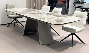 Стол STEFAN 180 GLOSS LUXURY PANDORA керамика, стекло/ каркас латте