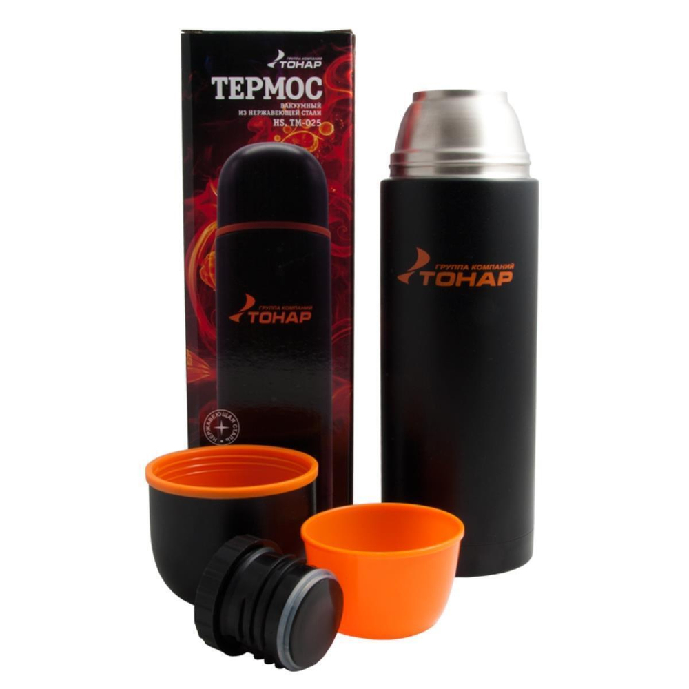 Термос Тонар 1000ML HS.TM-039, Черный (2 крышки-кружки)