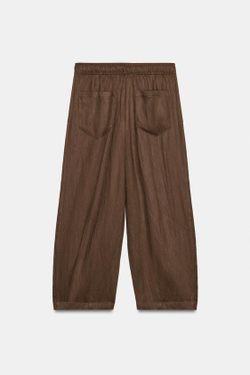 ZARA БРЮКИ-ПИЖАМА BALLOON, ШОКОЛАДНО-КОРИЧНЕВЫЙ