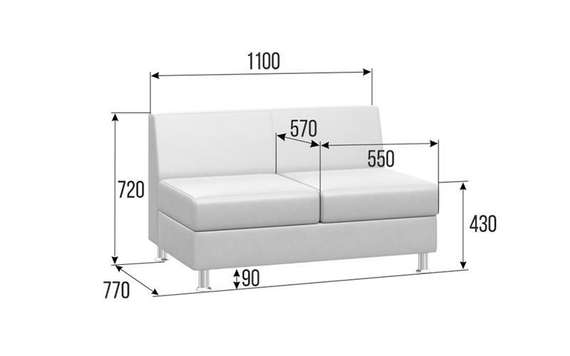 Prime Диван без подлокотников двухместный PR.D-2 Enzo 994 1100х770х720