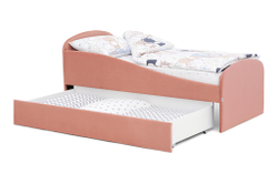Детская мягкая кровать с ящиком Бельмарко Letmo пудровый велюр