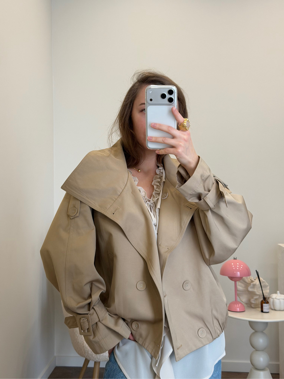 Тренч укороченный песочный