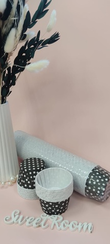 Капсула бумажная усиленная Черный фон белый горох 10шт уп d5 h4